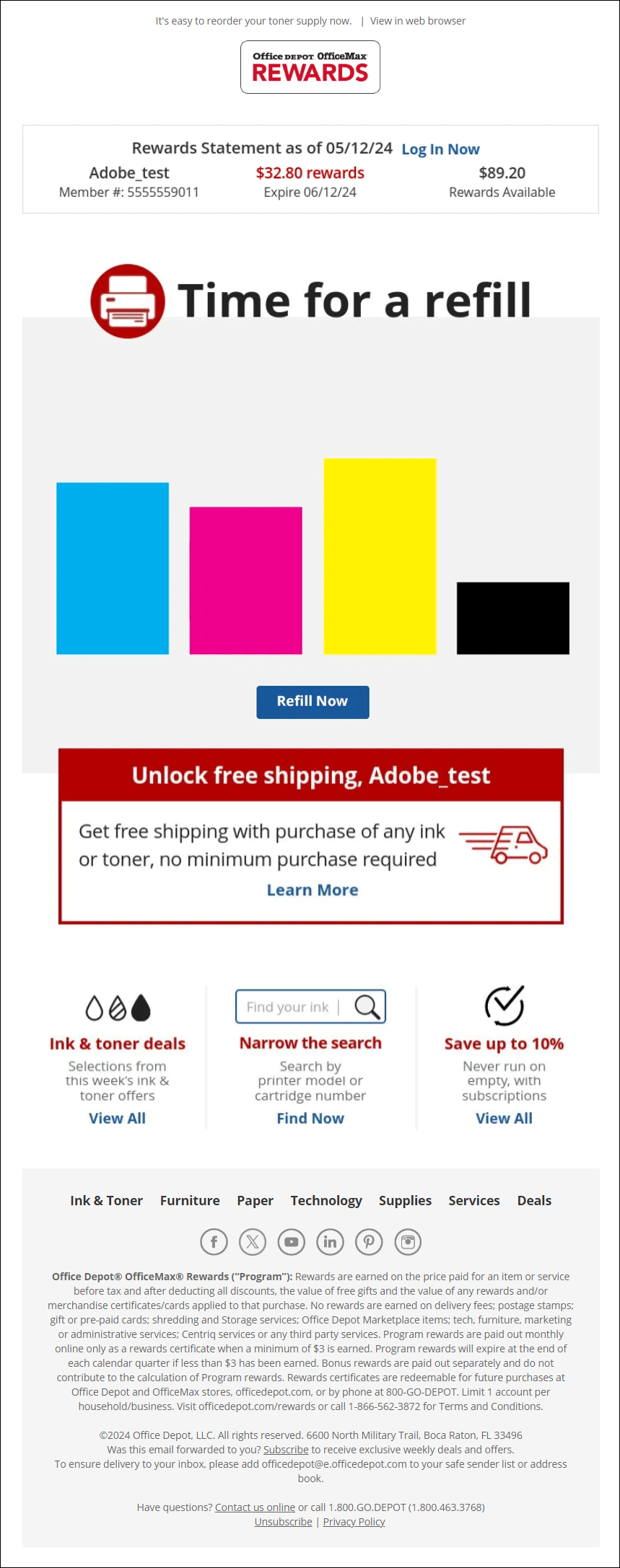 Reorder reminder email from Adobe