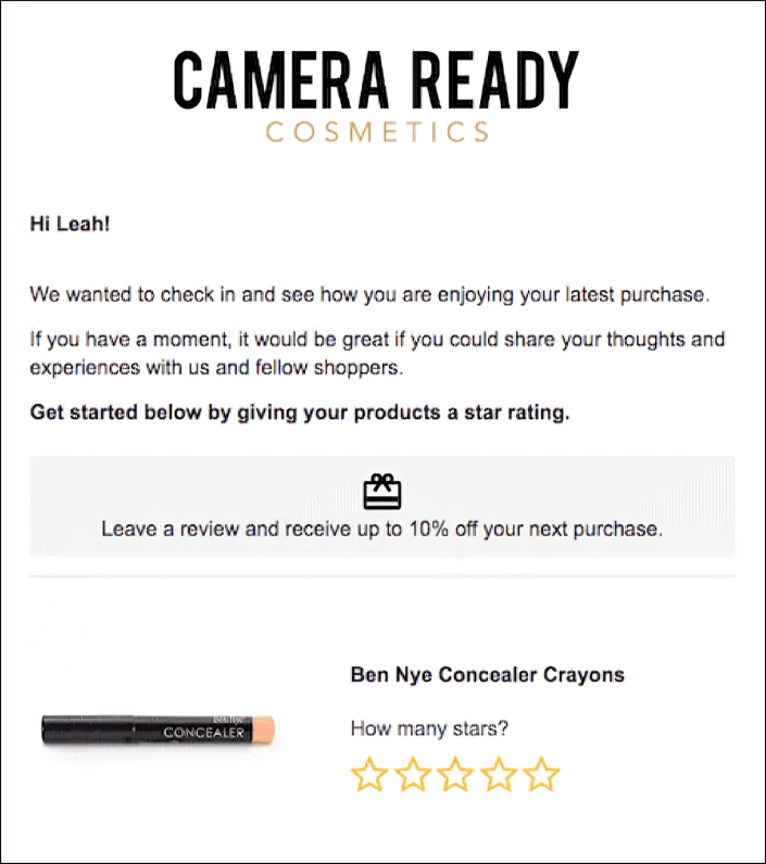 Review request email from camera ready