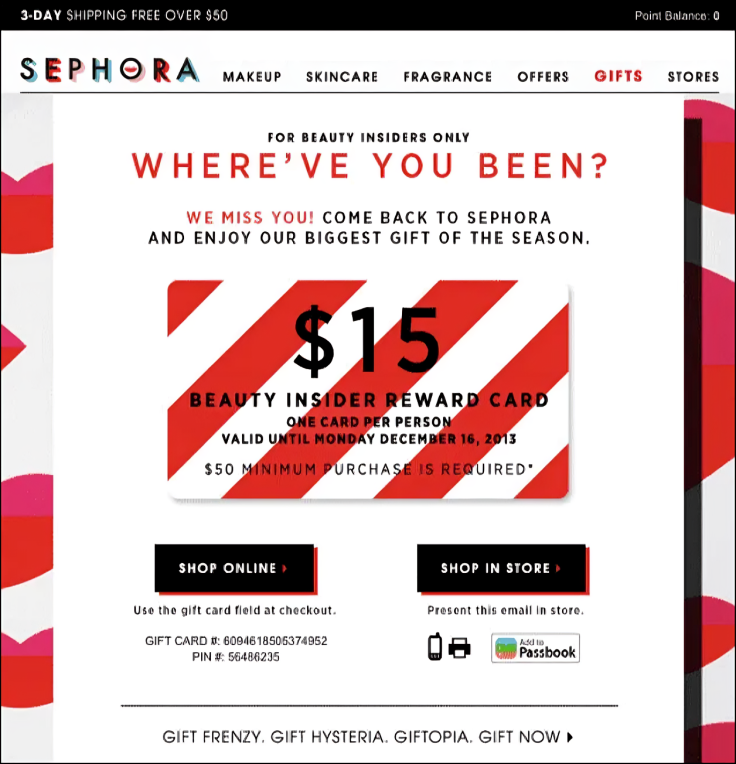 Win-back automation from sephora