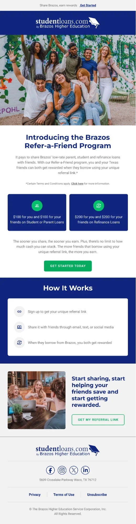 Brazos Higher Education referral email