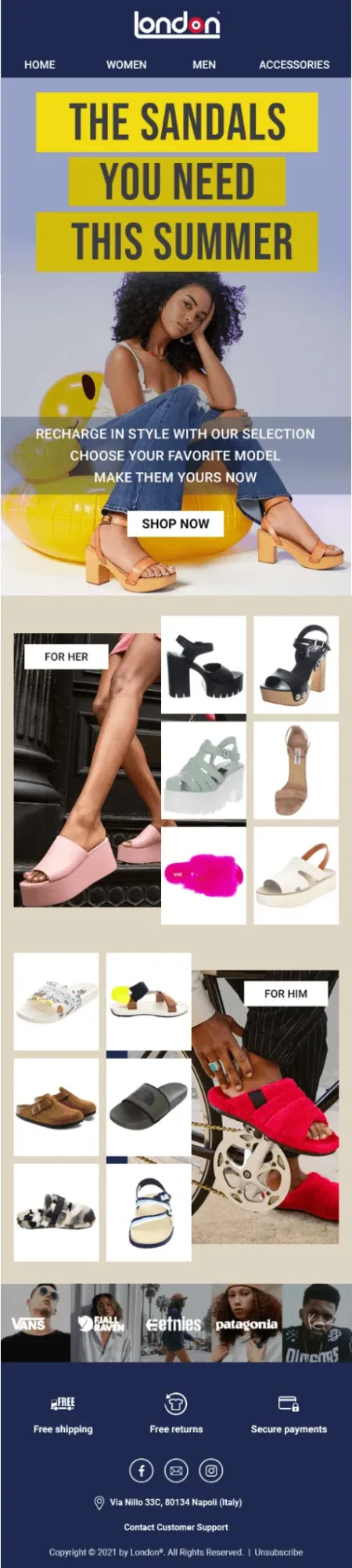 London Store personalized dynamic email
