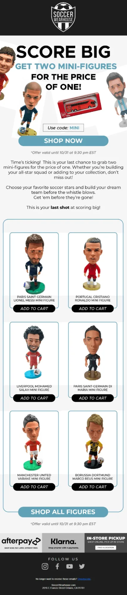 Soccer Wearhouse mobile-friendly email