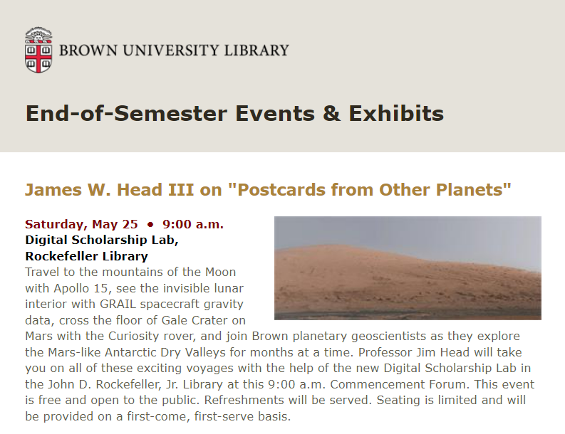 This Event invitation email example from Brown University