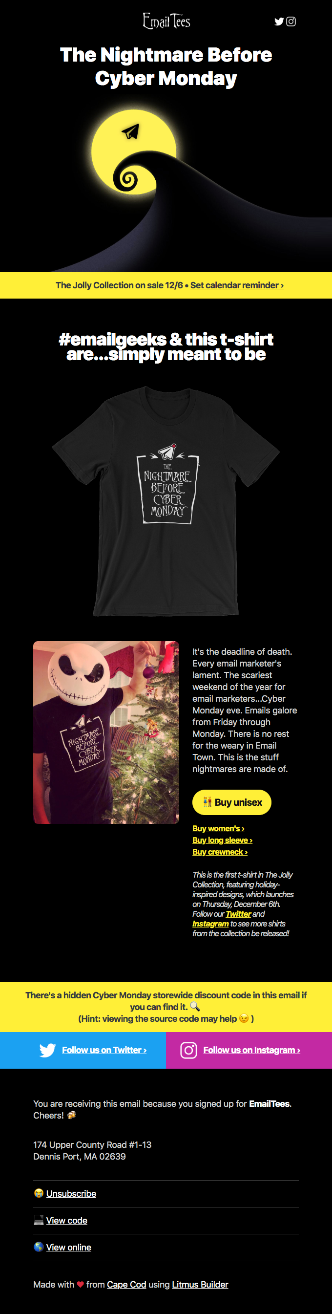 Email Tees cyber Monday deals