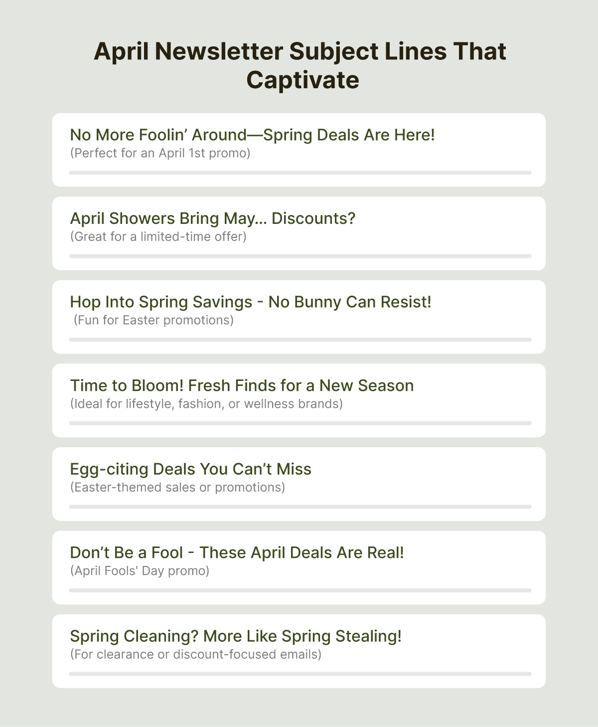 April newsletter subject lines